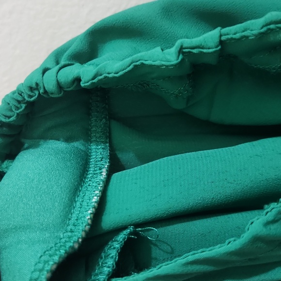 Forever 21 Green ruched Vneck High Split Dress Size S - Picture 8 of 16